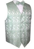 Sage Tuxedo Vest Set with Bow-Tie & Pocket Square