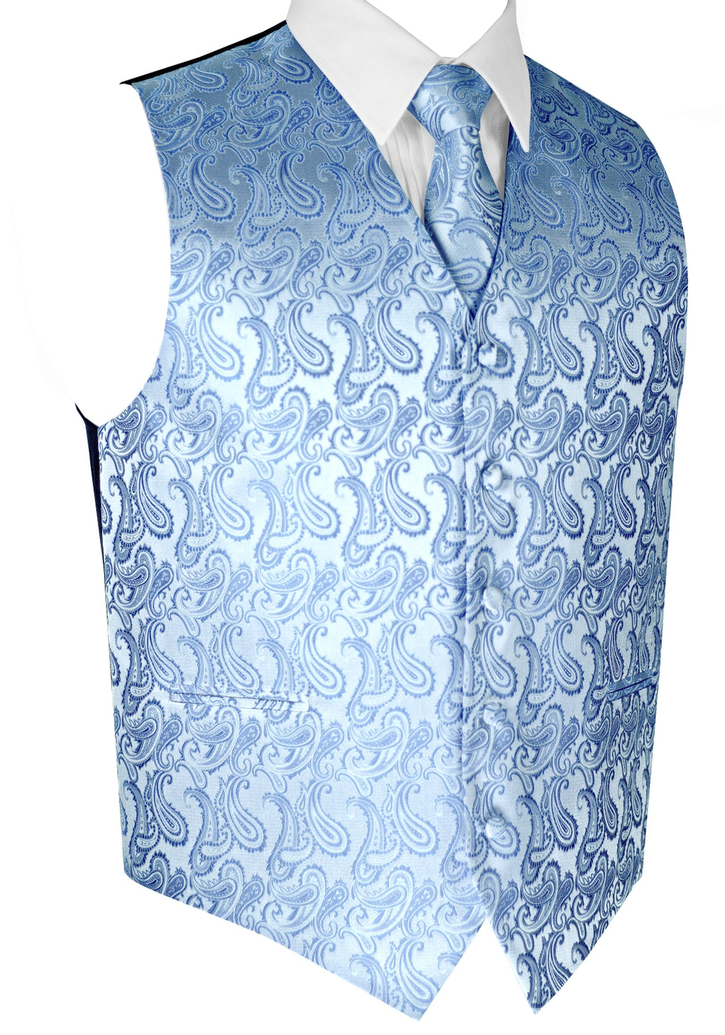 Cornflower Tuxedo Vest Set with Tie & Pocket Square
