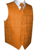 Orange Paisley Tuxedo Vest Set with Tie & Pocket Square