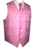 Pink Paisley Tuxedo Vest Set with Tie & Pocket Square
