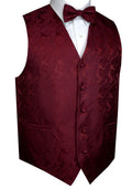 Burgundy Tuxedo Vest Set with Bow-Tie & Pocket Square