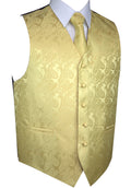 Gold Paisley Tuxedo Vest Set with Tie & Pocket Square