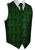 Green Paisley Tuxedo Vest Set with Tie & Pocket Square