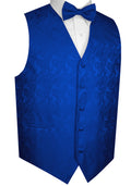 Blue Paisley Tuxedo Vest Set with Bow-Tie & Pocket Square