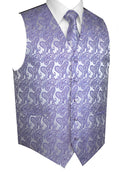 Lavender Paisley Tuxedo Vest Set with Tie & Pocket Square