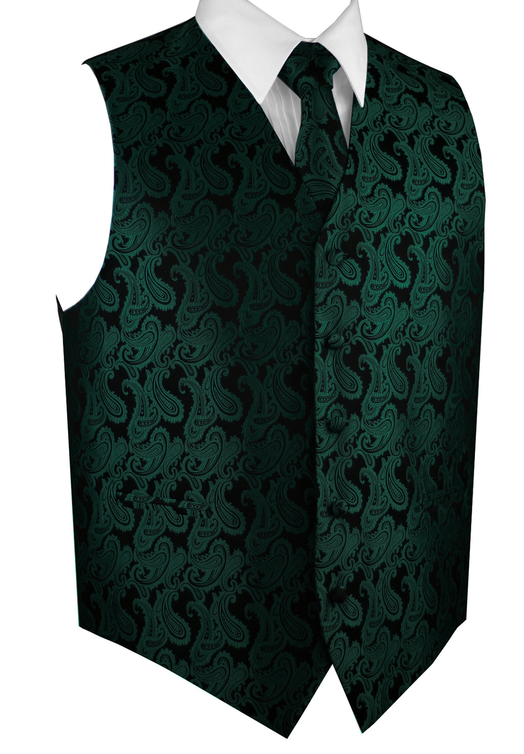Hunter Green Tuxedo Vest Set with Tie & Pocket Square