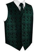 Hunter Green Tuxedo Vest Set with Tie & Pocket Square