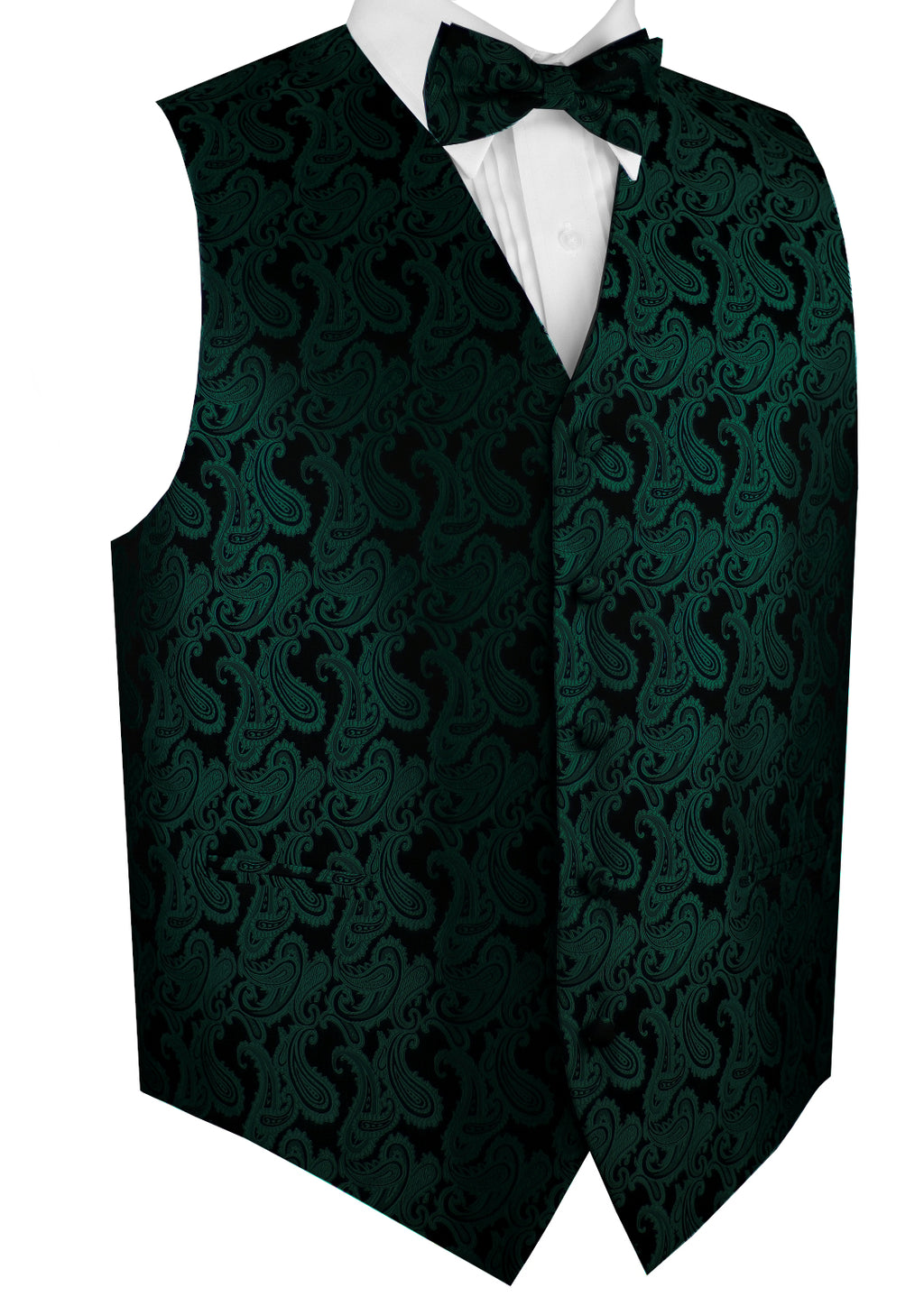 Hunter Green Tuxedo Vest Set with Bow-Tie & Pocket Square