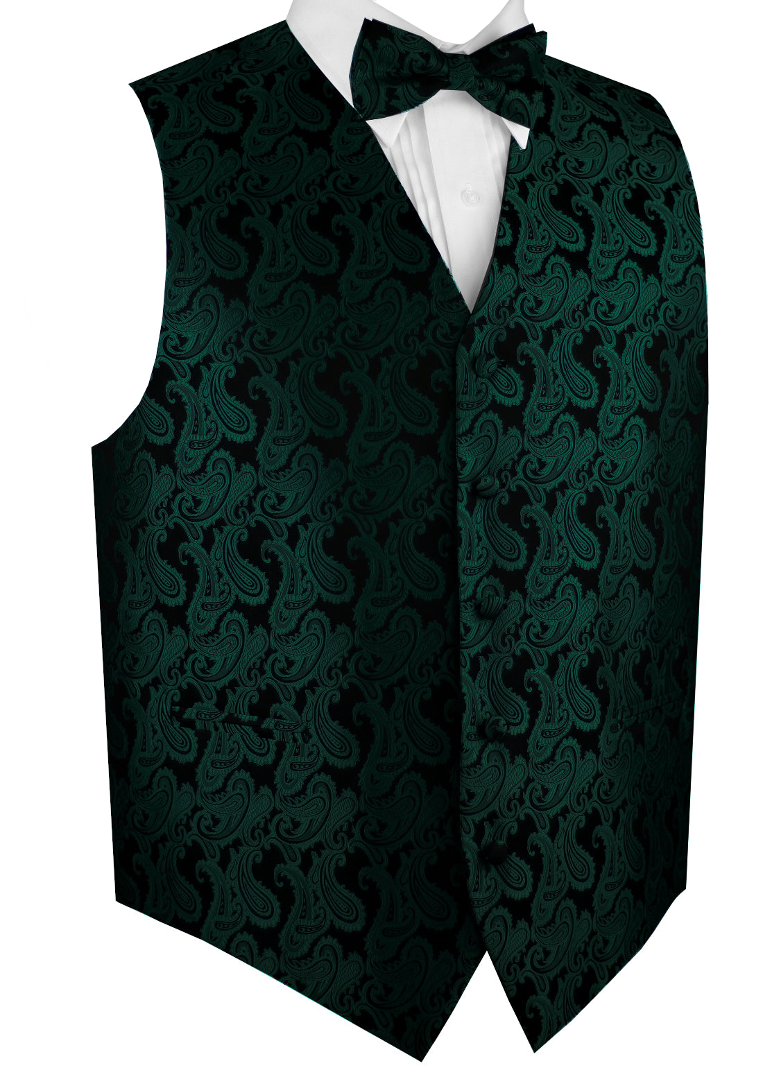 Hunter Green Tuxedo Vest Set with Bow-Tie & Pocket Square