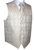 Champagne Paisley Tuxedo Vest Set with Tie & Pocket Square