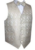 Champagne Paisley Tuxedo Vest Set with Bow-Tie & Pocket Square