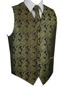 Olive Tuxedo Vest Set with Tie & Pocket Square