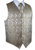 Latte Paisley Tuxedo Vest Set with Tie & Pocket Square
