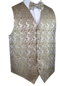 Latte Paisley Tuxedo Vest Set with Bow-Tie & Pocket Square